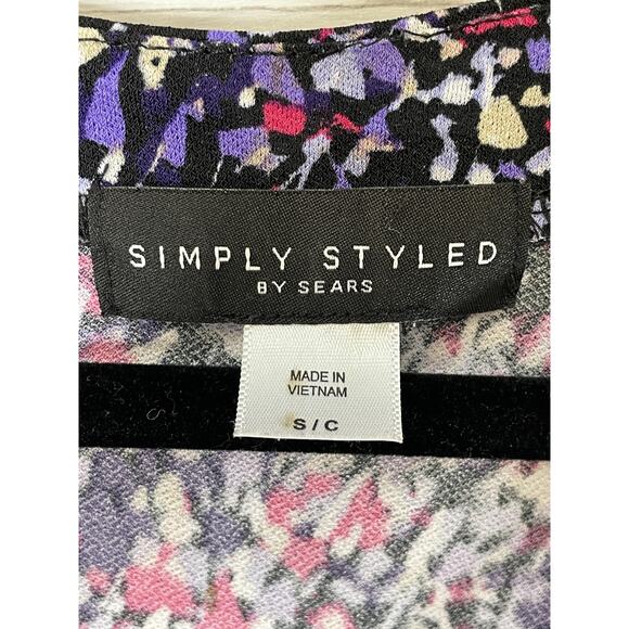 Simply Styled by Sears Romper Womens Small Black Multicolor V-Neck Pockets Wrap - Picture 8 of 11
